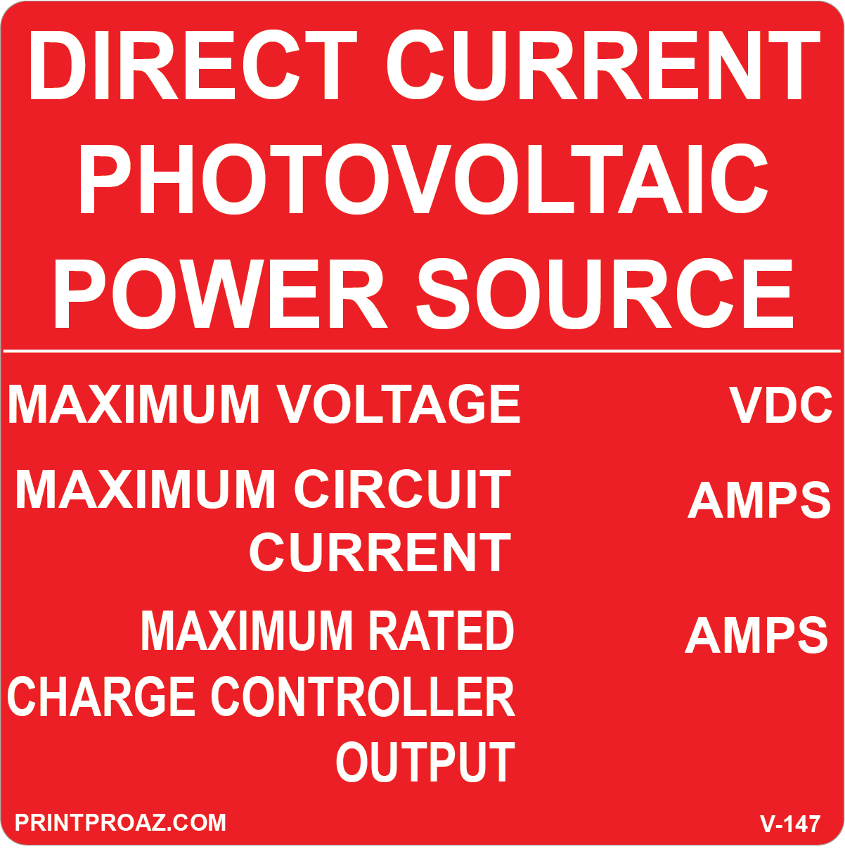 4x4 DIRECT CURRENT PHOTOVOLTAIC POWER SOURCE, Vinyl Decal, V-147