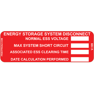 5.25x1.75 ENERGY STORAGE SYSTEM DISCONNECT, Vinyl Decal, V-109