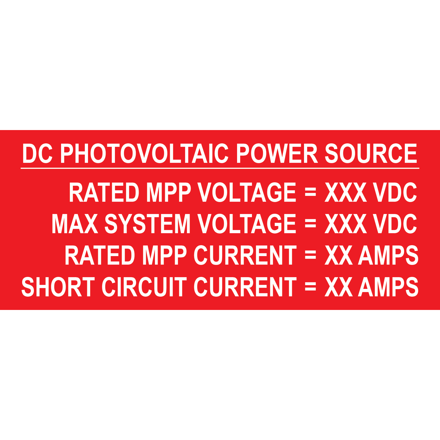 5.5x2.25, Custom DC Photovoltaic Power Source, Plastic Solar Labels, PV-403