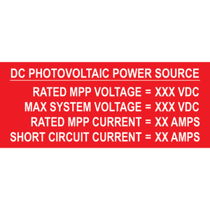 5.5x2.25, Custom DC Photovoltaic Power Source, Plastic Solar Labels, PV-403