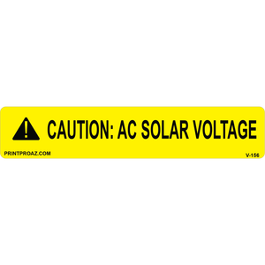 5.75x1.125 CAUTION: AC SOLAR VOLTAGE Vinyl Decal, V-156