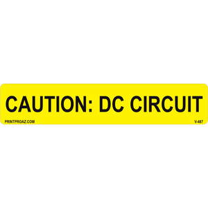 5.75x1.125 Caution: DC Circuit, Vinyl Decal Solar Labels, V-487