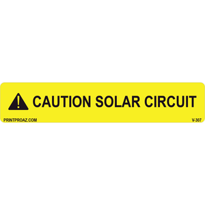 5.75x1.125 Caution Solar Circuit, Vinyl Decal, V-307