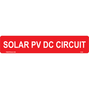5.75x1.125 Solar PV DC Circuit, Vinyl Decal Solar Labels, V-522