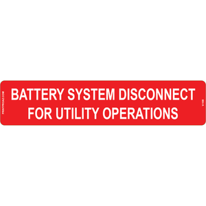 5.75x1.25 BATTERY SYSTEM DISCONNECT FOR UTILITY OPERATIONS, Vinyl Decal, V-108