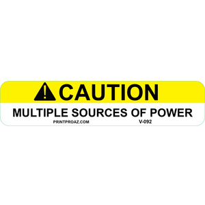 5.75x1.25 Caution Multiple Sources of Power,  Vinyl Decal, V-092