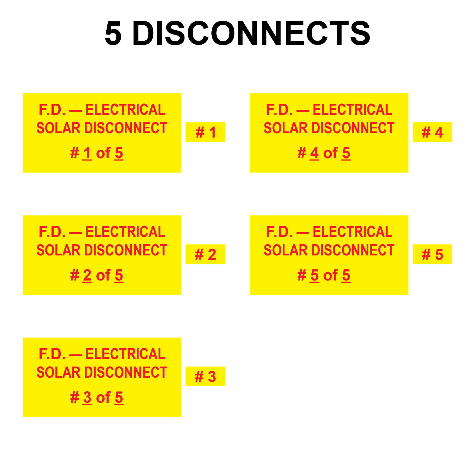 F.D. - Electrical Solar Disconnect Bundle, Plastic, PV-504 Solar Labels