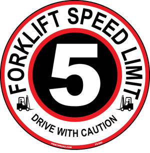 Forklift speed limit 5 MPH anti-slip floor safety sign