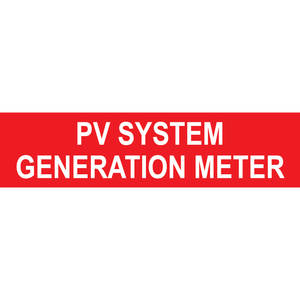 5x1.25, PV System Generation Meter, Plastic Solar Labels, PV-376