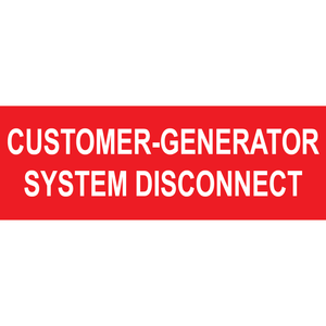 5x1.75 Customer-Generator System Disconnect, Plastic Solar Labels, PV-157