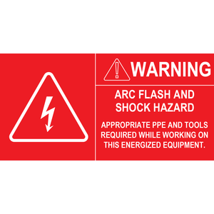 5x2.5, Warning Arc Flash and Shock Hazard, Plastic Solar Labels, PV-489