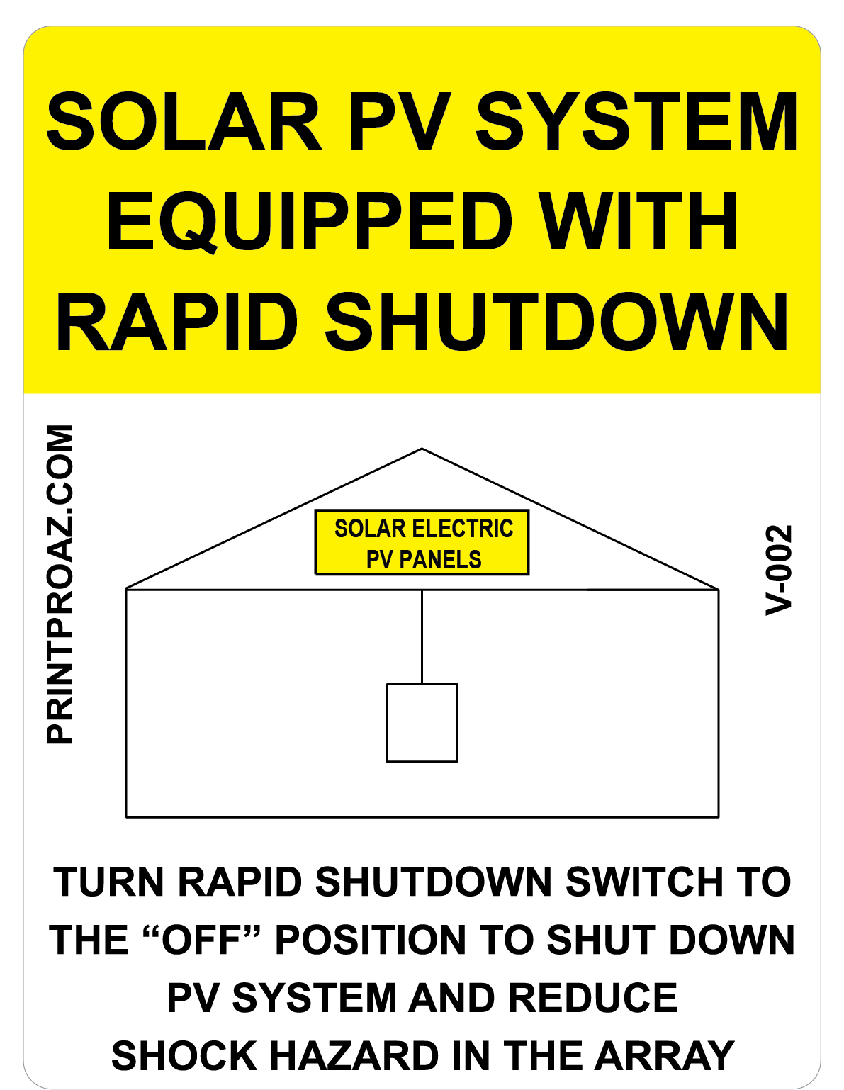 5x3.75 Solar PV System Equipped with Rapid Shutdown, Reflective Vinyl Decal, V-002
