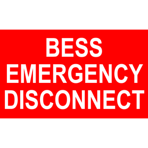 5x3 Bess Emergency Disconnect, Plastic Solar Labels, PV-578