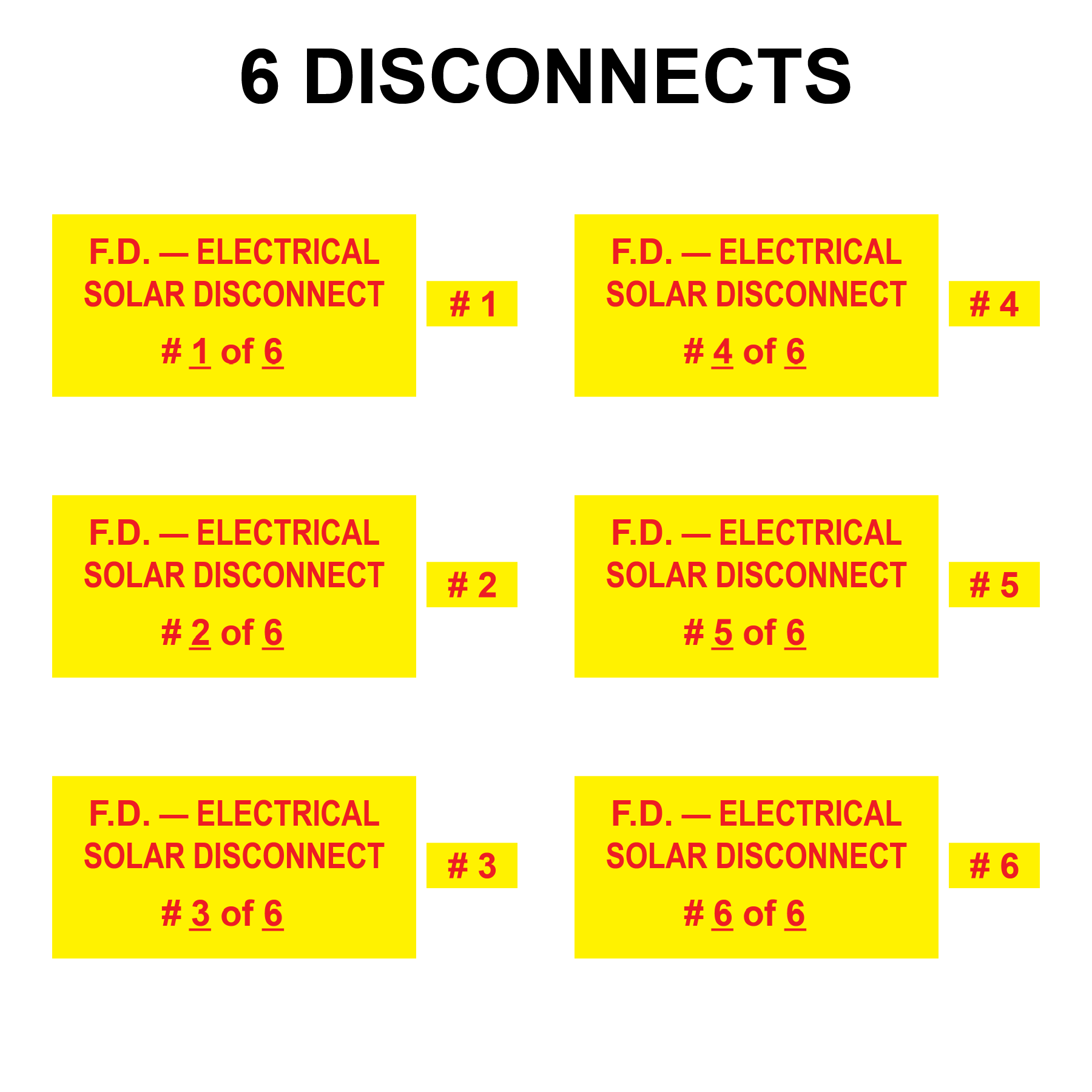 F.D. - Electrical Solar Disconnect Bundle, Plastic, PV-504 Solar Labels