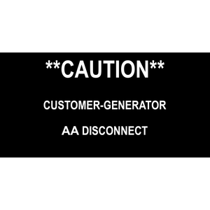 6x3, Caution Customer-Generator Placard, Plastic Solar Labels, PV-479