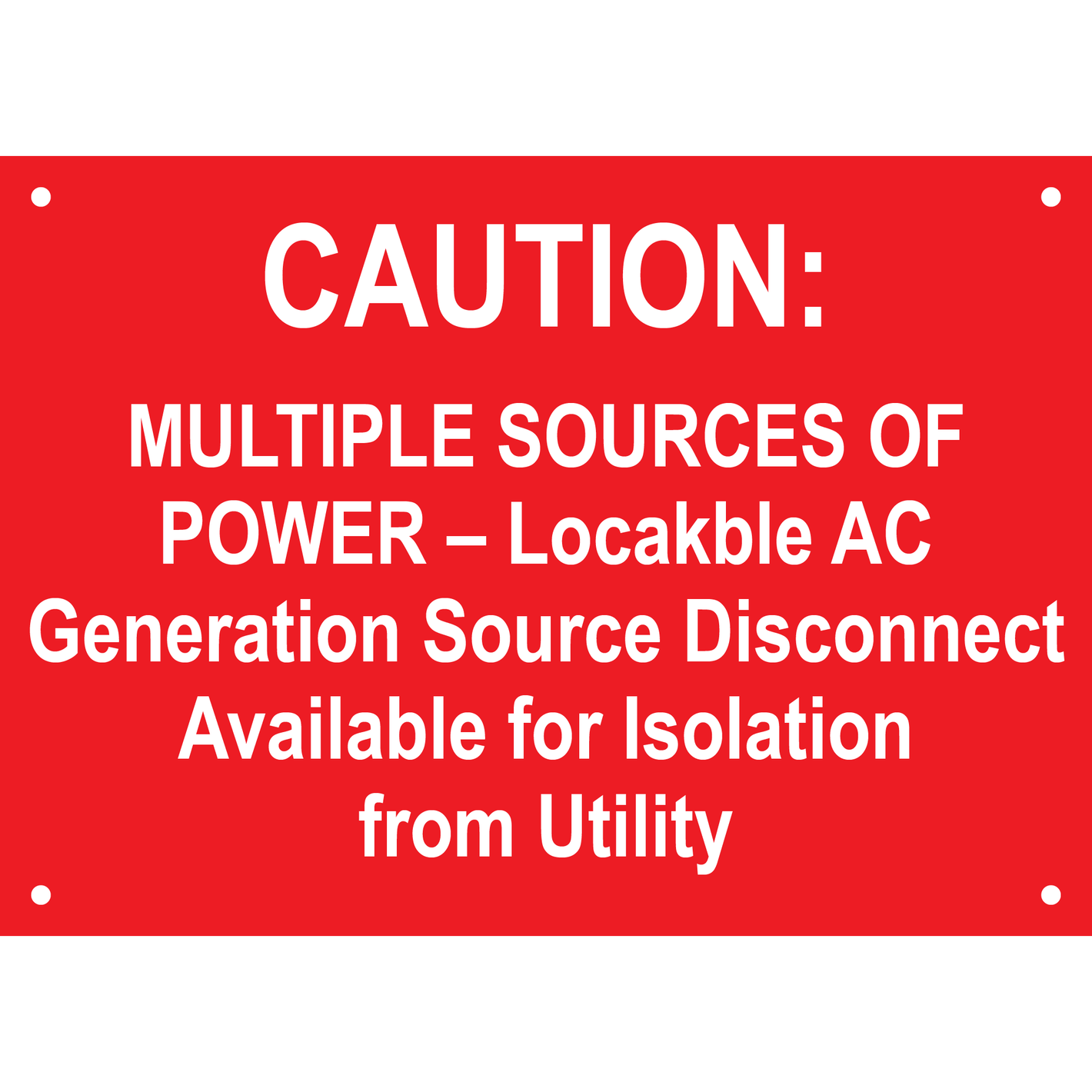 7x5, Caution: Multiple Sources of Power, Plastic Solar Labels, PV-501