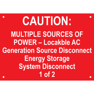 7x5, Caution: Multiple Sources of Power, Plastic Solar Labels, PV-500