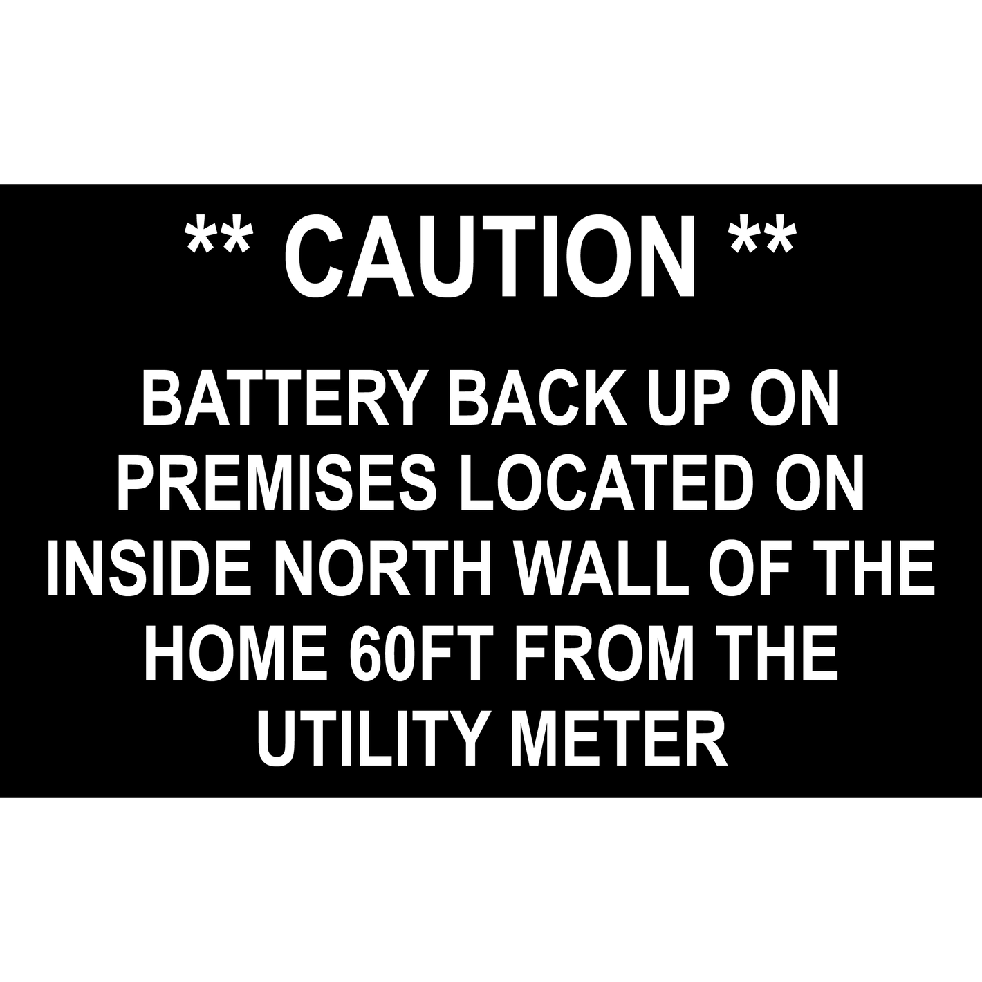 8x5 **Caution** Battery Back Up On Premises, Plastic Solar Labels, PV-498