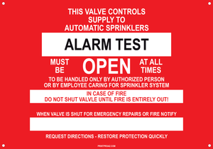 Standard Sprinkler Valve Open Signs