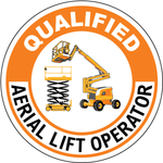 Qualified aerial lift operator vinyl hard hat safety sticker