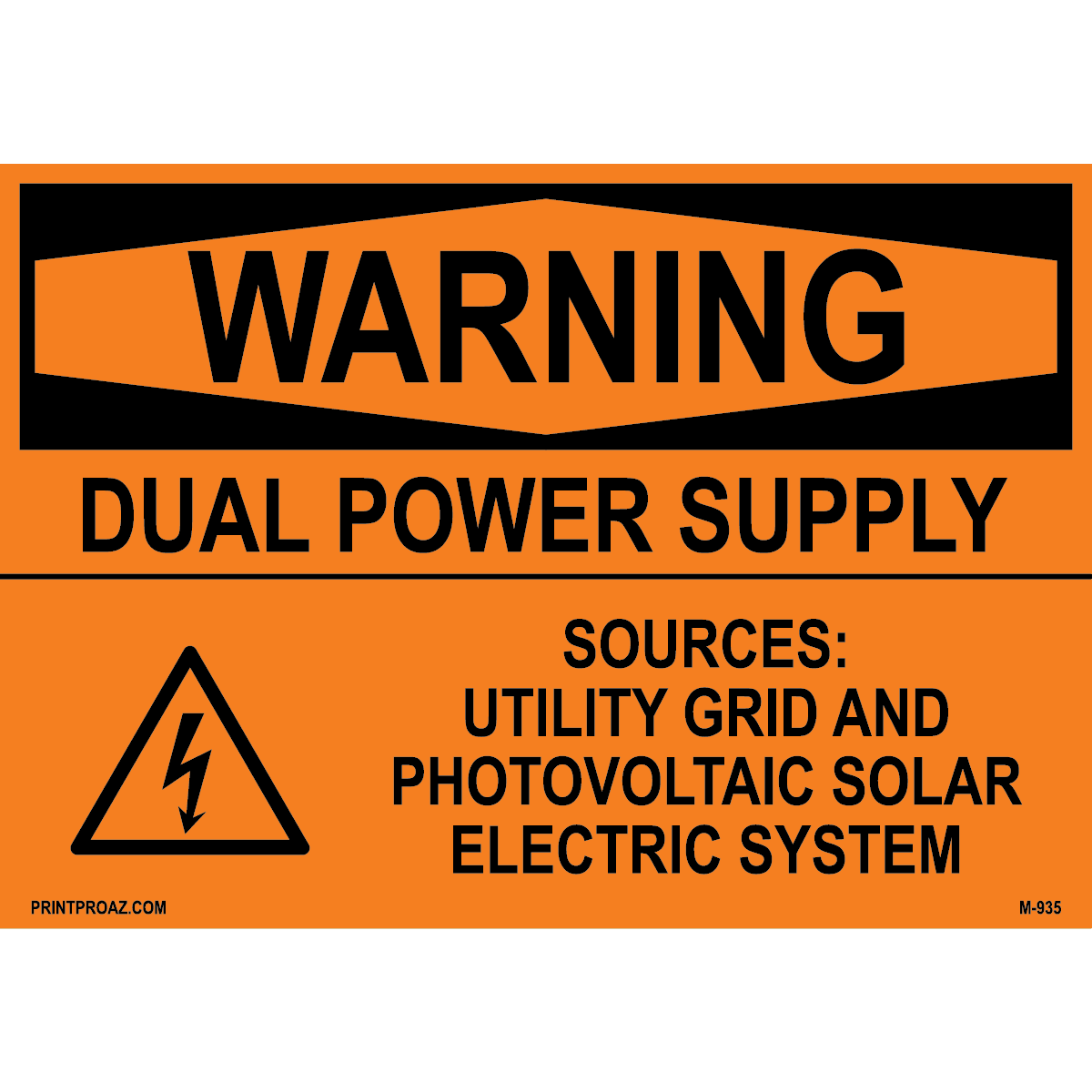Aluminum Solar Warning Sign Label M-933-938