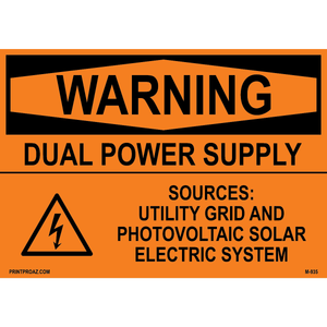 Aluminum Solar Warning Sign Label M-933-938