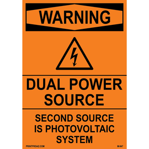 Aluminum Solar Warning Sign Label M-945-950