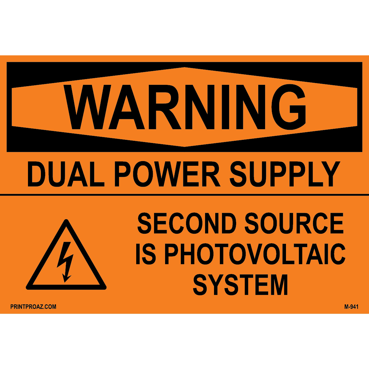 Aluminum Solar Warning Sign Label M-939-944