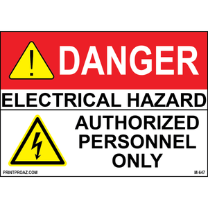 Aluminum Danger Electrical Sign Label M-645-650