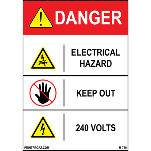 Aluminum Danger Electrical Sign Label M-717-722