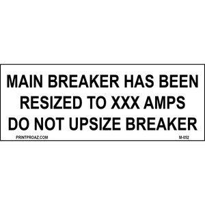 1.5X4 Aluminum Main Breaker Has Been Resized Custom Solar Sign M-052