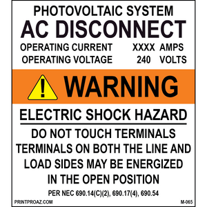 4.5X4 Aluminum Photovoltaic System AC Disconnect M-065