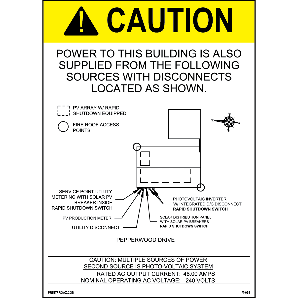 7X5 Aluminum Site Map Custom Solar Sign M-055