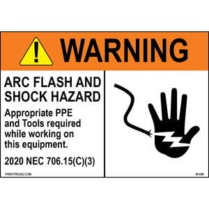 3.5X5 Aluminum Warning Arc Flash and Shock Hazard M-048