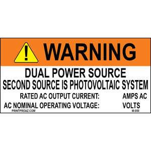 2X4 Aluminum Warning Dual Power Source M-050