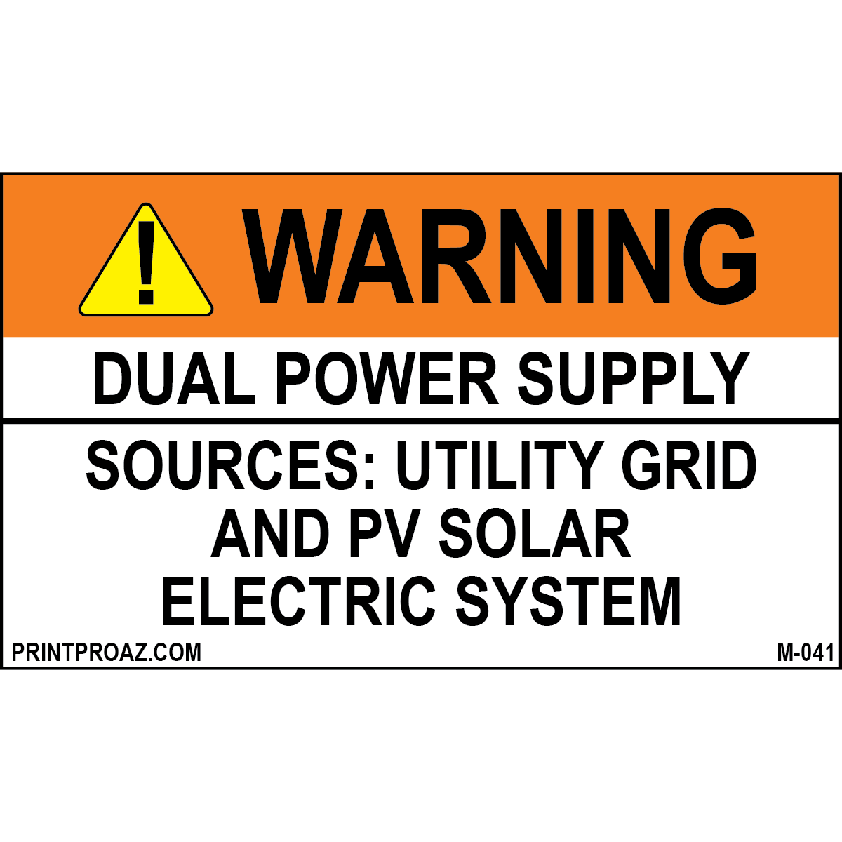 1.625X2.75 Aluminum Warning Dual Power Supply M-041