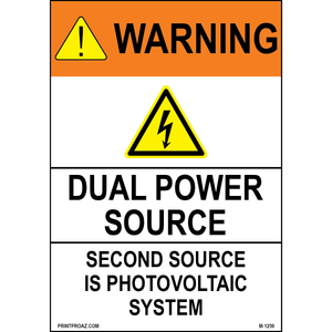 Aluminum Solar Warning Sign Label M-1257-1262