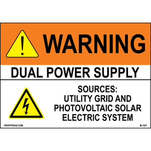 Aluminum Solar Warning Sign Label M-1245-1250