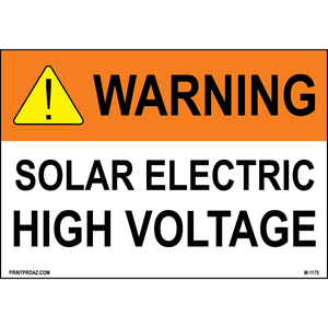 Aluminum Solar Warning Sign Label M-1173-1178