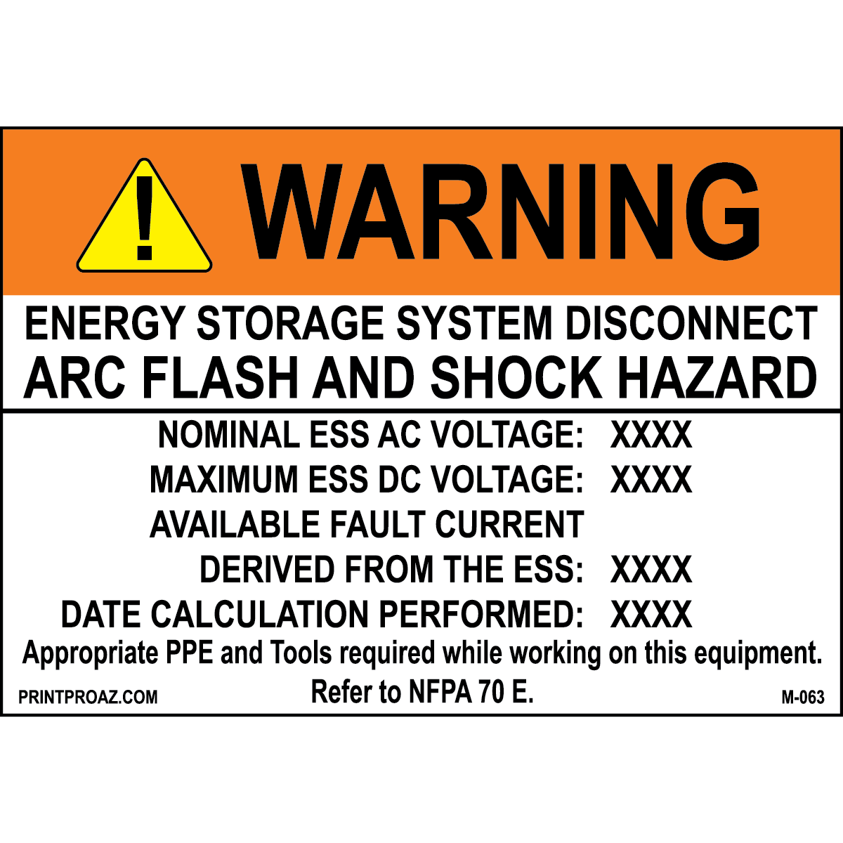 3.5X5 Aluminum Warning Energy Storage System Disconnect M-063
