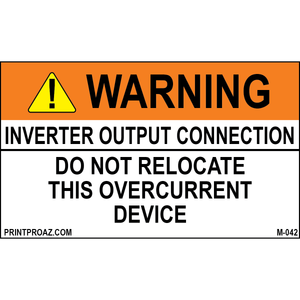 1.625X2.75 Aluminum Warning Inverter Output Connection M-042