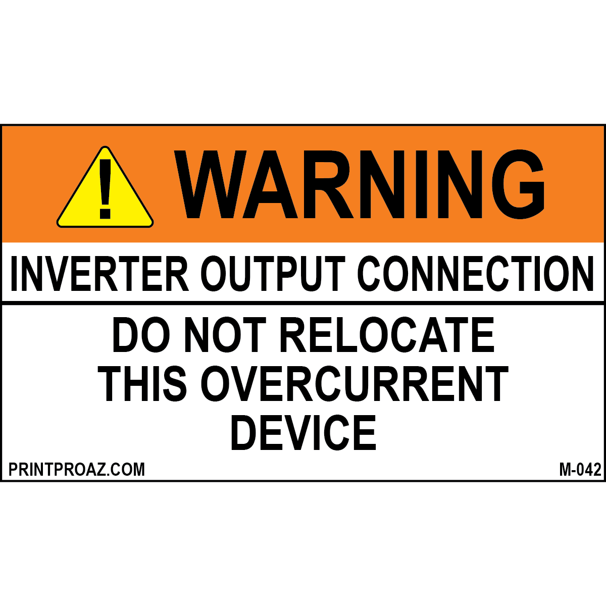 1.625X2.75 Aluminum Warning Inverter Output Connection M-042