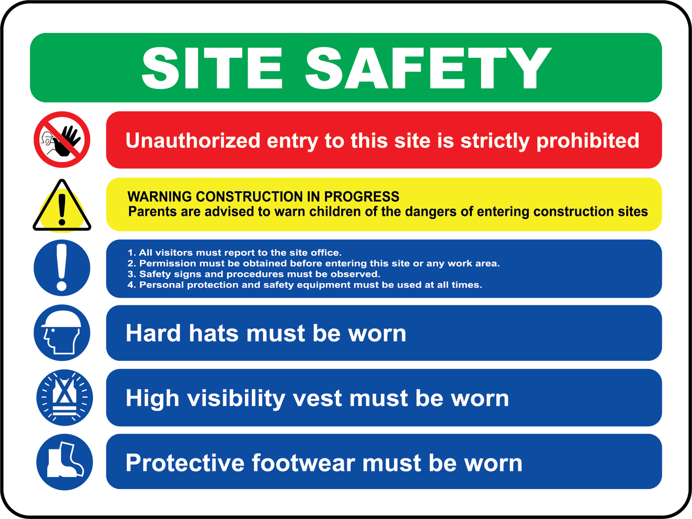 Construction site safety aluminum unauthorized entry sign