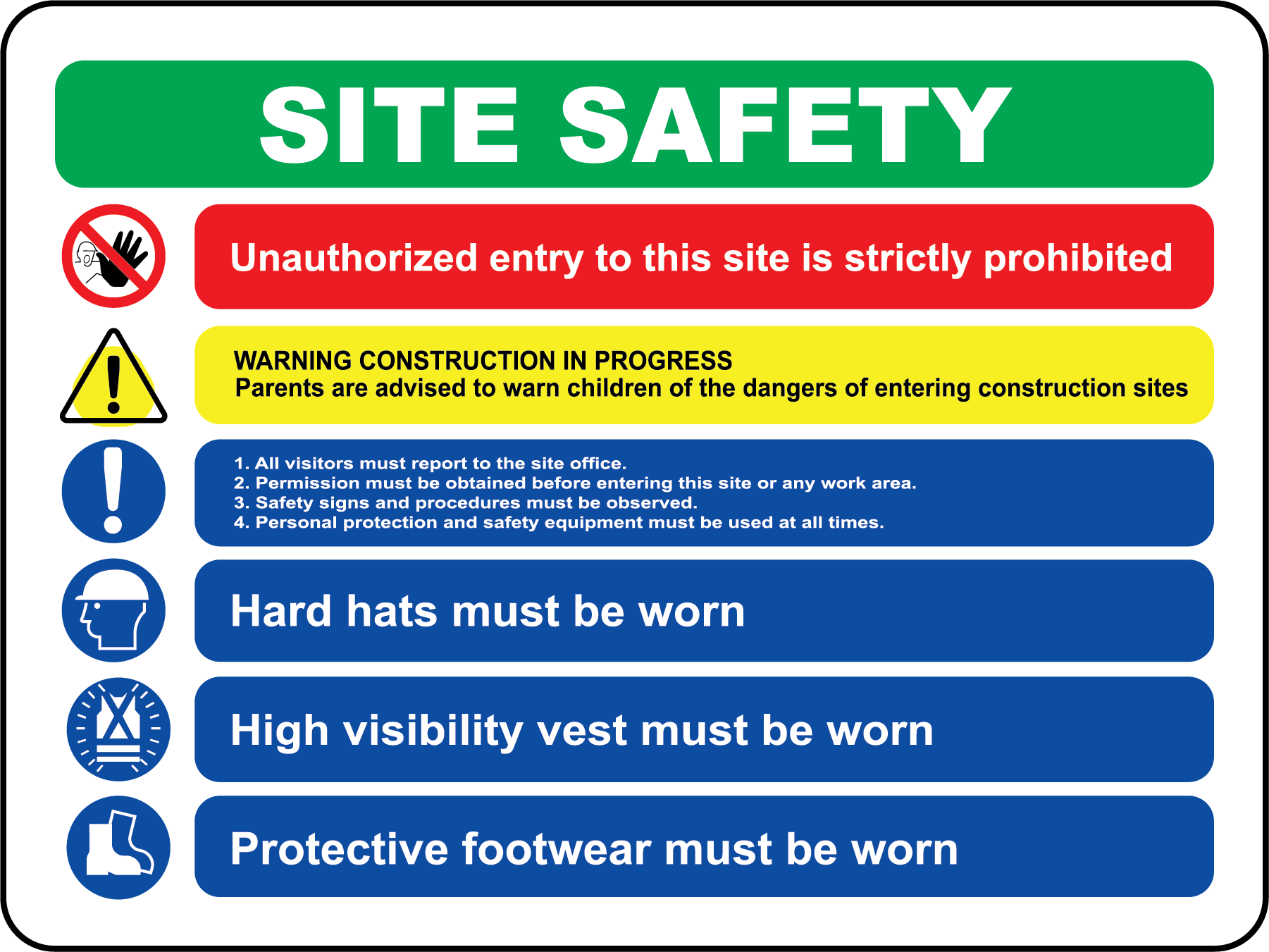 Construction site safety aluminum unauthorized entry sign