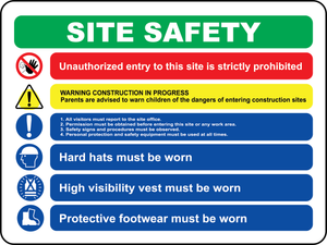 Construction site safety aluminum unauthorized entry sign
