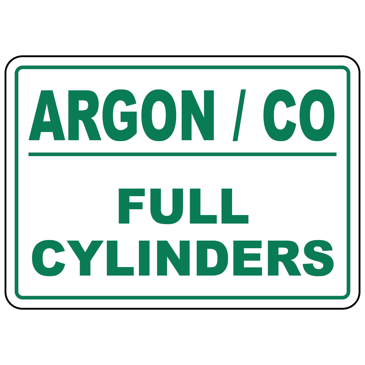 Argon and CO full cylinders status sign for compressed gas storage areas