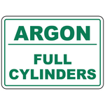 Argon full cylinders status sign for compressed gas storage identification