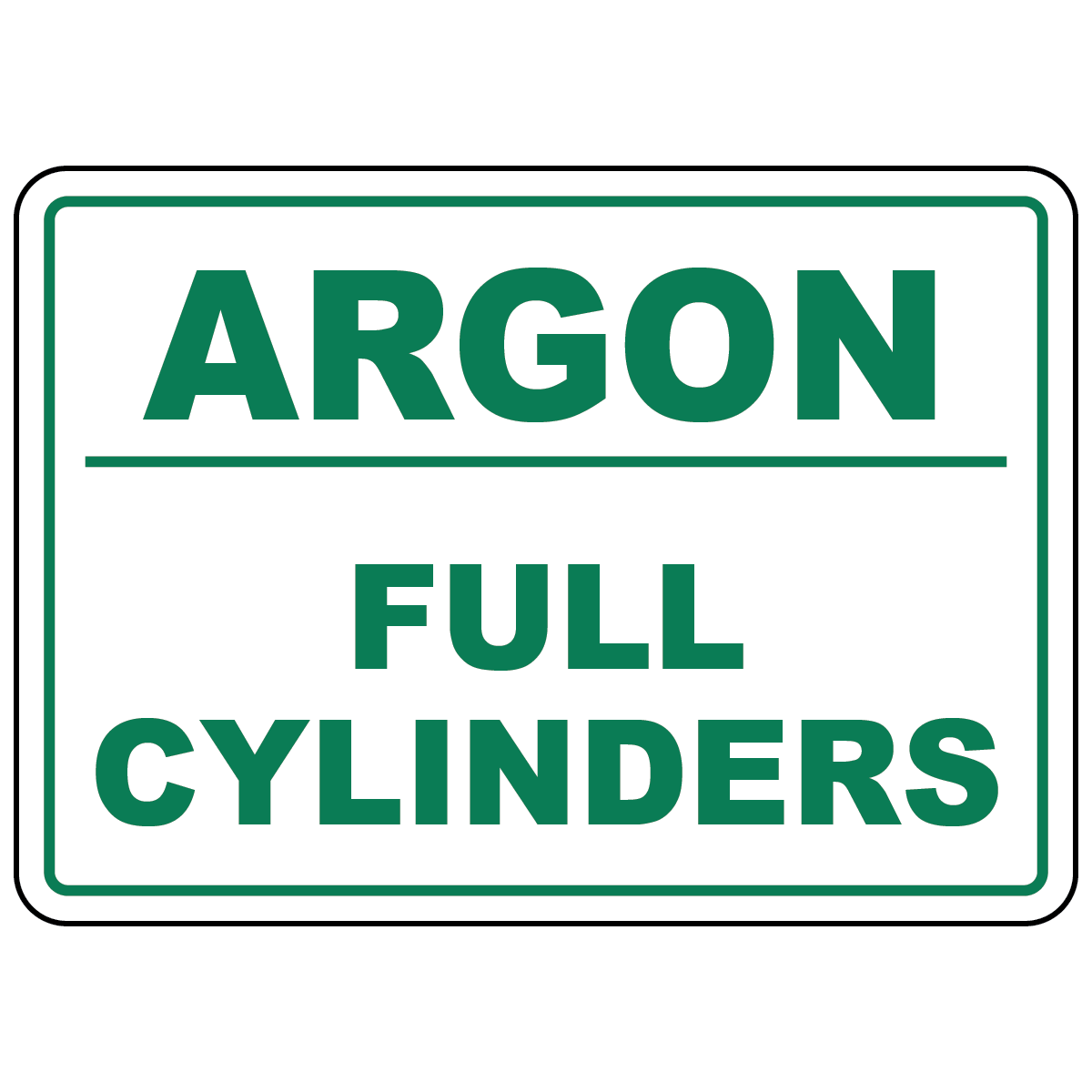 Argon full cylinders status sign for compressed gas storage identification