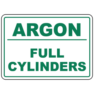 Argon full cylinders status sign for compressed gas storage identification
