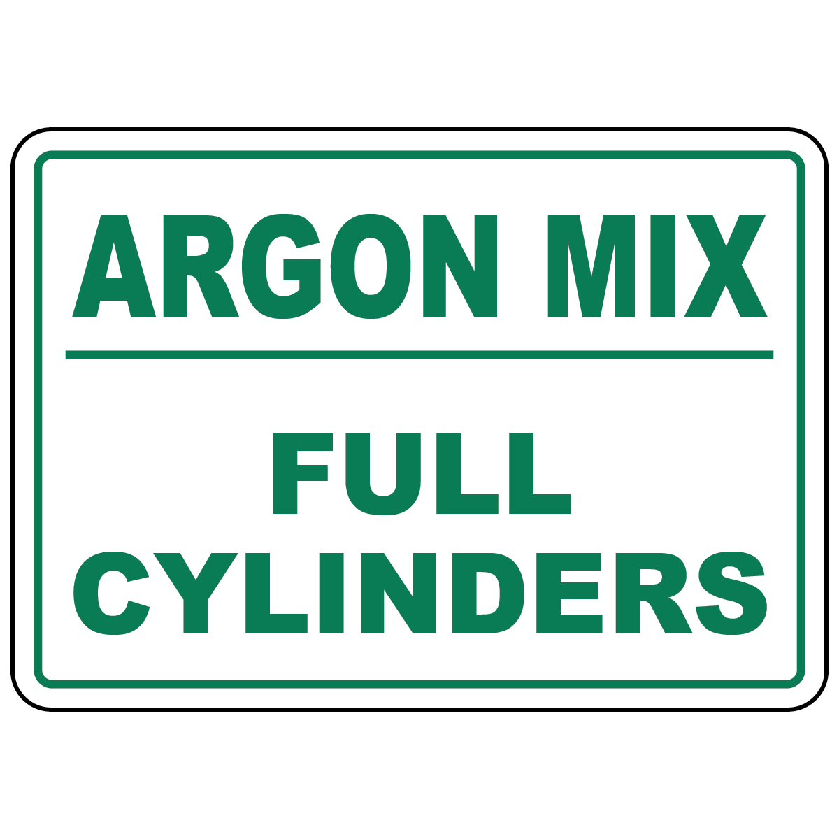 Argon mix full cylinders status sign for welding gas storage identification